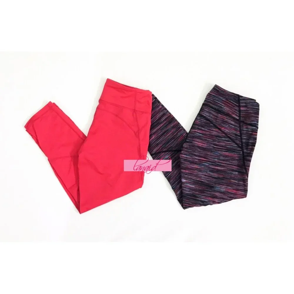 BUNDLE Zella Bright Watermelon Pink Purple Turquoise Space Dye Skinny Crop Capri